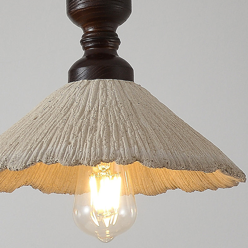 Traditioneller Vintage Kegelförmiger Kronleuchter aus massivem Holz und Eisen mit Mikrobeton 1/3-Licht für das Esszimmer 
