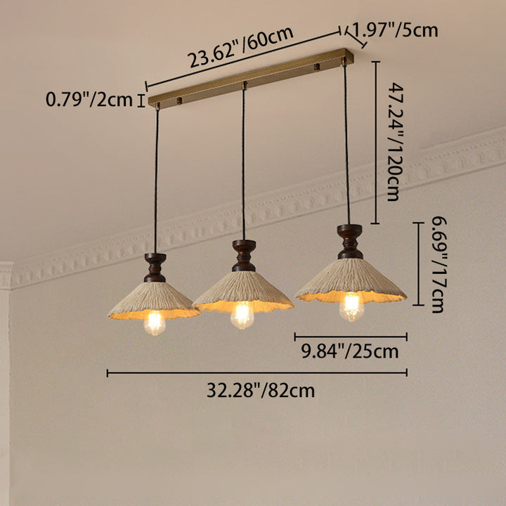 Traditioneller Vintage Kegelförmiger Kronleuchter aus massivem Holz und Eisen mit Mikrobeton 1/3-Licht für das Esszimmer 