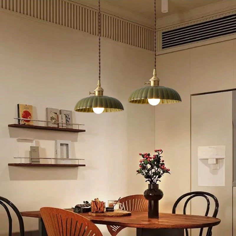 Contemporary Nordic Bowl-Shaped Iron Aluminum Ceramic 1-Light Pendant Light For Bedroom