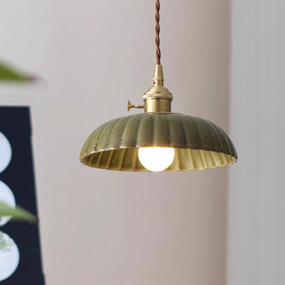 Contemporary Nordic Bowl-Shaped Iron Aluminum Ceramic 1-Light Pendant Light For Bedroom