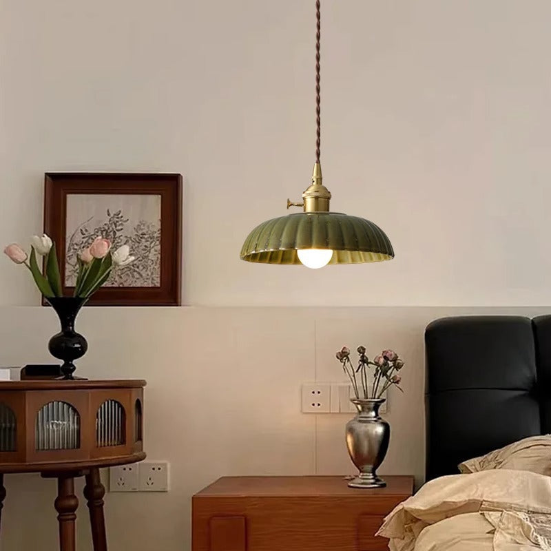 Contemporary Nordic Bowl-Shaped Iron Aluminum Ceramic 1-Light Pendant Light For Bedroom