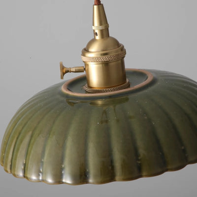 Contemporary Nordic Bowl-Shaped Iron Aluminum Ceramic 1-Light Pendant Light For Bedroom
