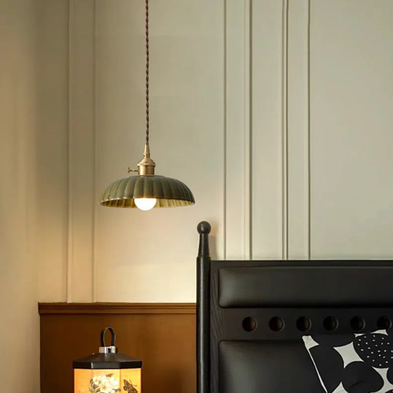 Contemporary Nordic Bowl-Shaped Iron Aluminum Ceramic 1-Light Pendant Light For Bedroom
