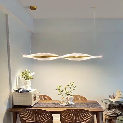 Traditional Luxury Wavy Line Iron Acrylic LED Chandelier Island Light For Dining Room