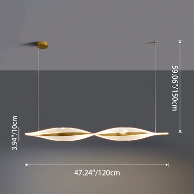 Traditional Luxury Wavy Line Iron Acrylic LED Chandelier Island Light For Dining Room