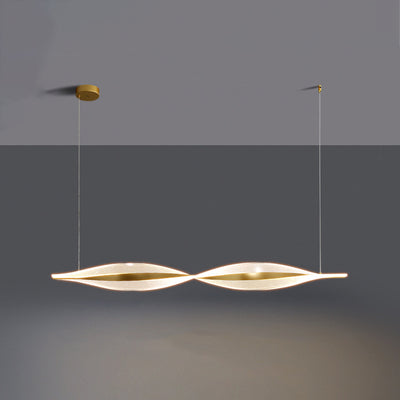 Traditional Luxury Wavy Line Iron Acrylic LED Chandelier Island Light For Dining Room