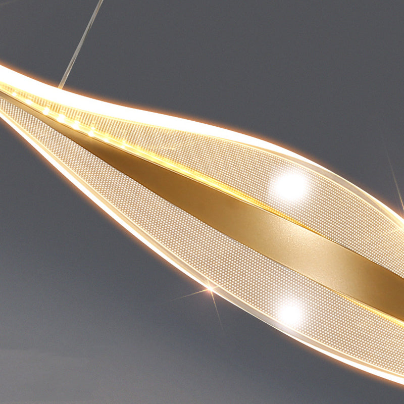 Traditional Luxury Wavy Line Iron Acrylic LED Chandelier Island Light For Dining Room