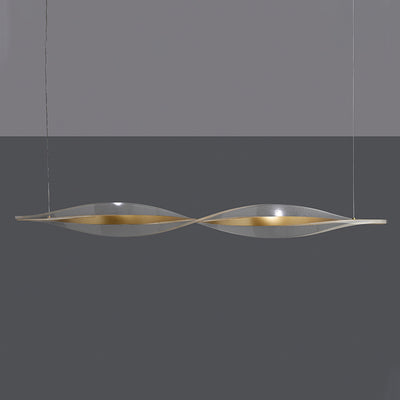 Traditional Luxury Wavy Line Iron Acrylic LED Chandelier Island Light For Dining Room