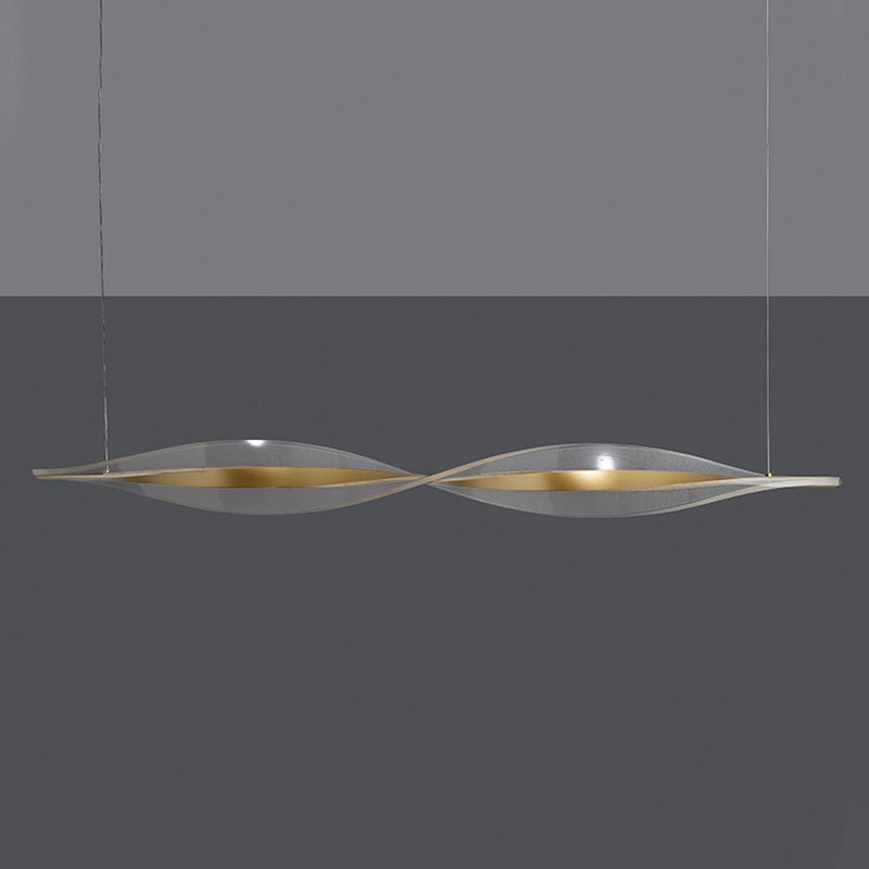 Traditional Luxury Wavy Line Iron Acrylic LED Chandelier Island Light For Dining Room