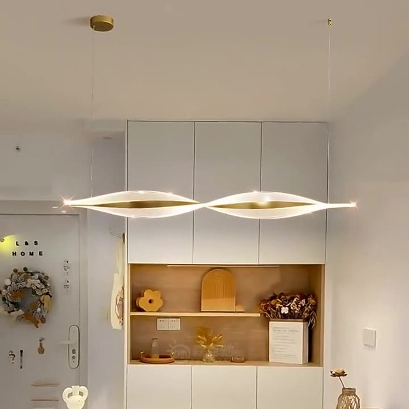 Traditional Luxury Wavy Line Iron Acrylic LED Chandelier Island Light For Dining Room