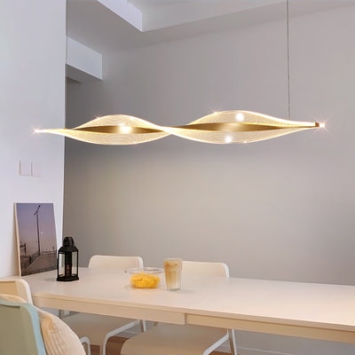 Traditional Luxury Wavy Line Iron Acrylic LED Chandelier Island Light For Dining Room