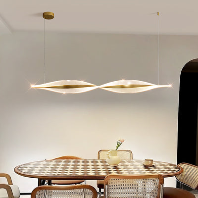 Traditional Luxury Wavy Line Iron Acrylic LED Chandelier Island Light For Dining Room