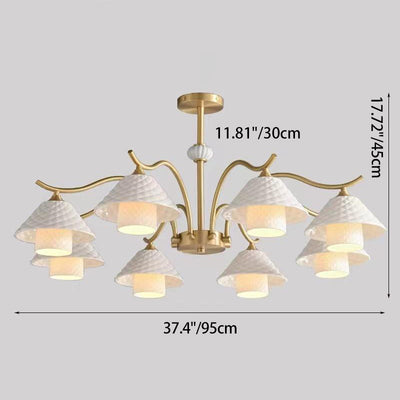 Contemporary Nordic Cylindrical Copper Ceramic 1/3/6/8-Light Chandelier For Bedroom