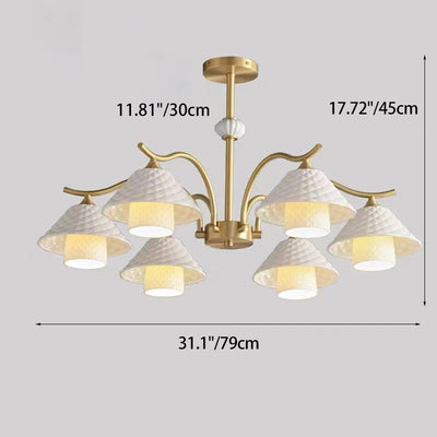 Contemporary Nordic Cylindrical Copper Ceramic 1/3/6/8-Light Chandelier For Bedroom