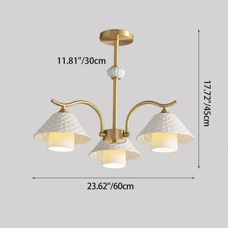 Contemporary Nordic Cylindrical Copper Ceramic 1/3/6/8-Light Chandelier For Bedroom