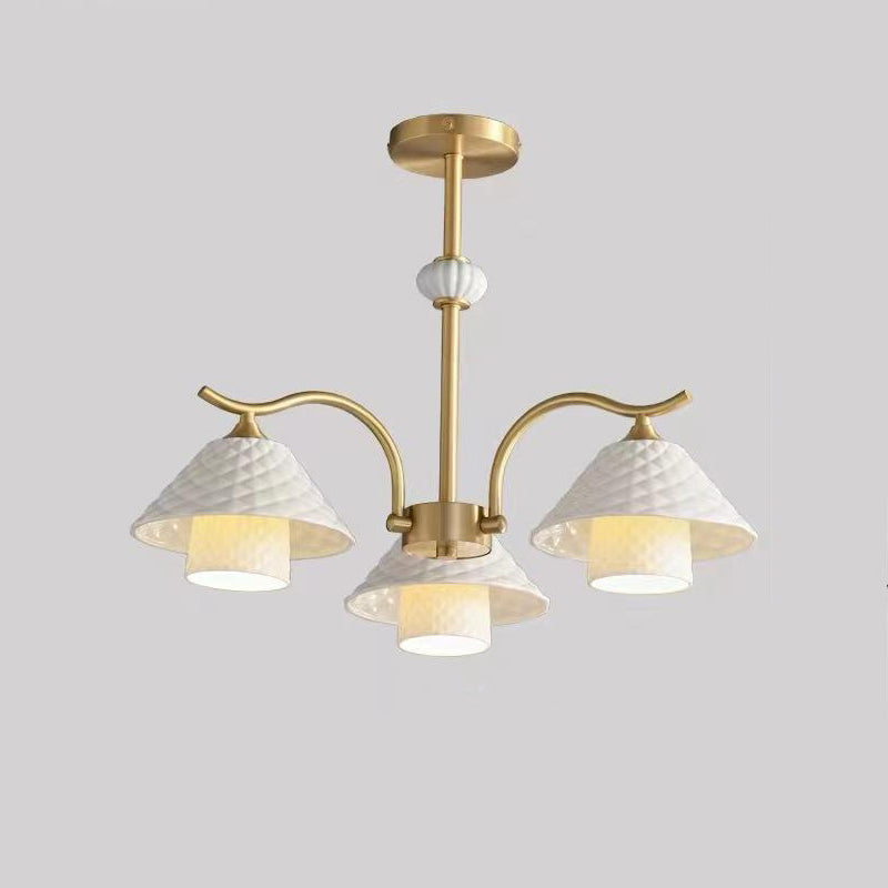 Contemporary Nordic Cylindrical Copper Ceramic 1/3/6/8-Light Chandelier For Bedroom