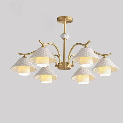 Contemporary Nordic Cylindrical Copper Ceramic 1/3/6/8-Light Chandelier For Bedroom