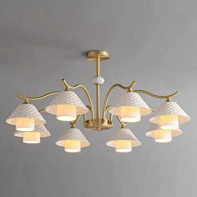Contemporary Nordic Cylindrical Copper Ceramic 1/3/6/8-Light Chandelier For Bedroom