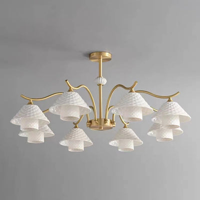 Contemporary Nordic Cylindrical Copper Ceramic 1/3/6/8-Light Chandelier For Bedroom