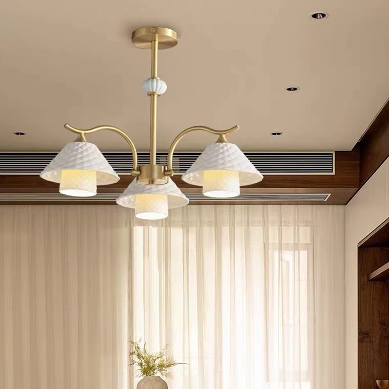 Contemporary Nordic Cylindrical Copper Ceramic 1/3/6/8-Light Chandelier For Bedroom