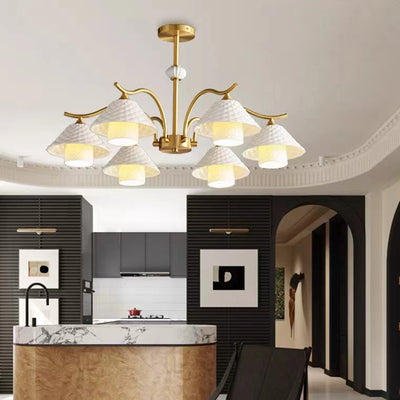 Contemporary Nordic Cylindrical Copper Ceramic 1/3/6/8-Light Chandelier For Bedroom