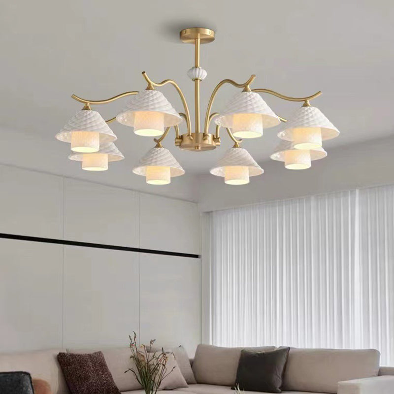 Contemporary Nordic Cylindrical Copper Ceramic 1/3/6/8-Light Chandelier For Bedroom