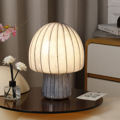 Contemporary Creative Mushroom-Shaped Cylindrical Glass 1-Light Table Lamp For Bedroom