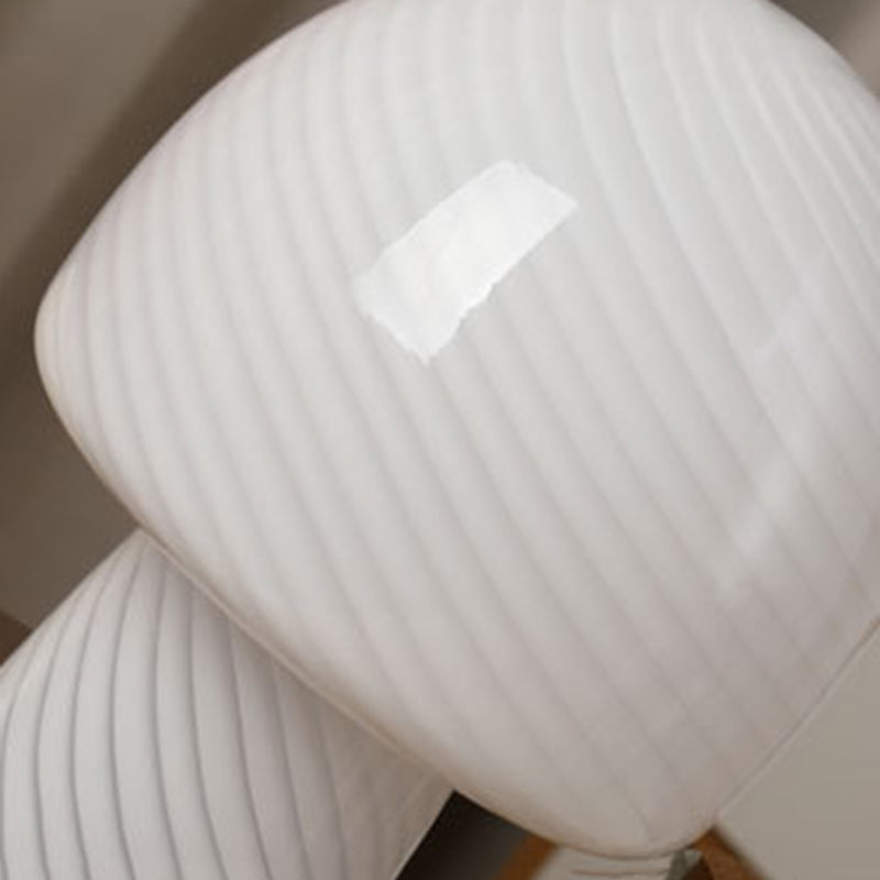 Contemporary Creative Mushroom-Shaped Cylindrical Glass 1-Light Table Lamp For Bedroom