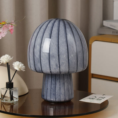 Contemporary Creative Mushroom-Shaped Cylindrical Glass 1-Light Table Lamp For Bedroom