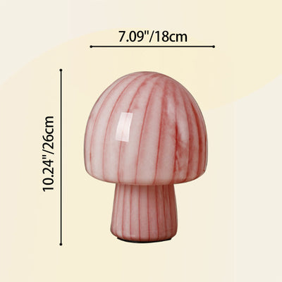 Contemporary Creative Mushroom-Shaped Cylindrical Glass 1-Light Table Lamp For Bedroom
