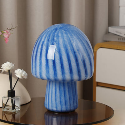 Contemporary Creative Mushroom-Shaped Cylindrical Glass 1-Light Table Lamp For Bedroom