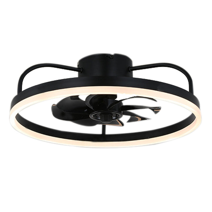 Ventilateur de plafond avec lumière LED en cuivre, fer et acrylique circulaire nordique contemporain et rotatif pour salon 
