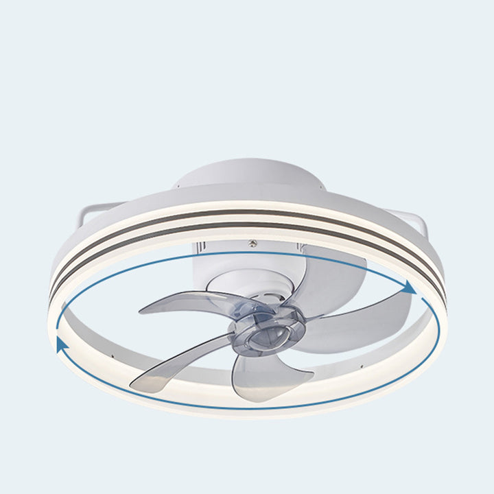Ventilateur de plafond avec lumière LED en cuivre, fer et acrylique circulaire nordique contemporain et rotatif pour salon 