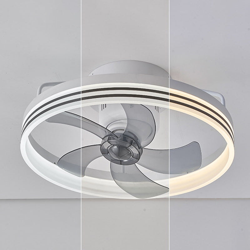 Ventilateur de plafond avec lumière LED en cuivre, fer et acrylique circulaire nordique contemporain et rotatif pour salon 