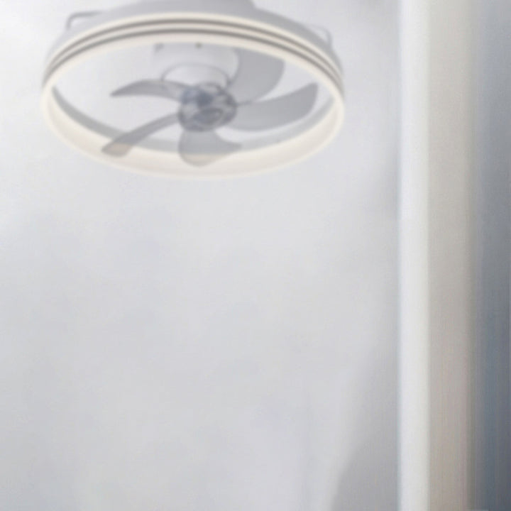 Ventilateur de plafond avec lumière LED en cuivre, fer et acrylique circulaire nordique contemporain et rotatif pour salon 