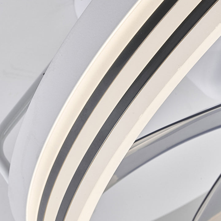 Ventilateur de plafond avec lumière LED en cuivre, fer et acrylique circulaire nordique contemporain et rotatif pour salon 