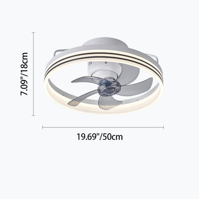 Contemporary Nordic Rotatable Circular Copper Iron Acrylic LED Semi-Flush Mount Ceiling Fan Light For Living Room