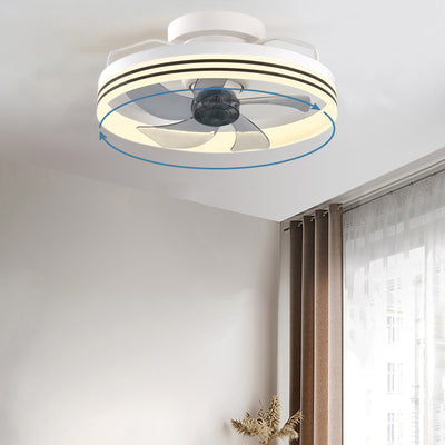Contemporary Nordic Rotatable Circular Copper Iron Acrylic LED Semi-Flush Mount Ceiling Fan Light For Living Room