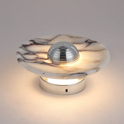 Contemporary Nordic Round Iron Marble LED Wall Sconce Lamp For Bedroom
