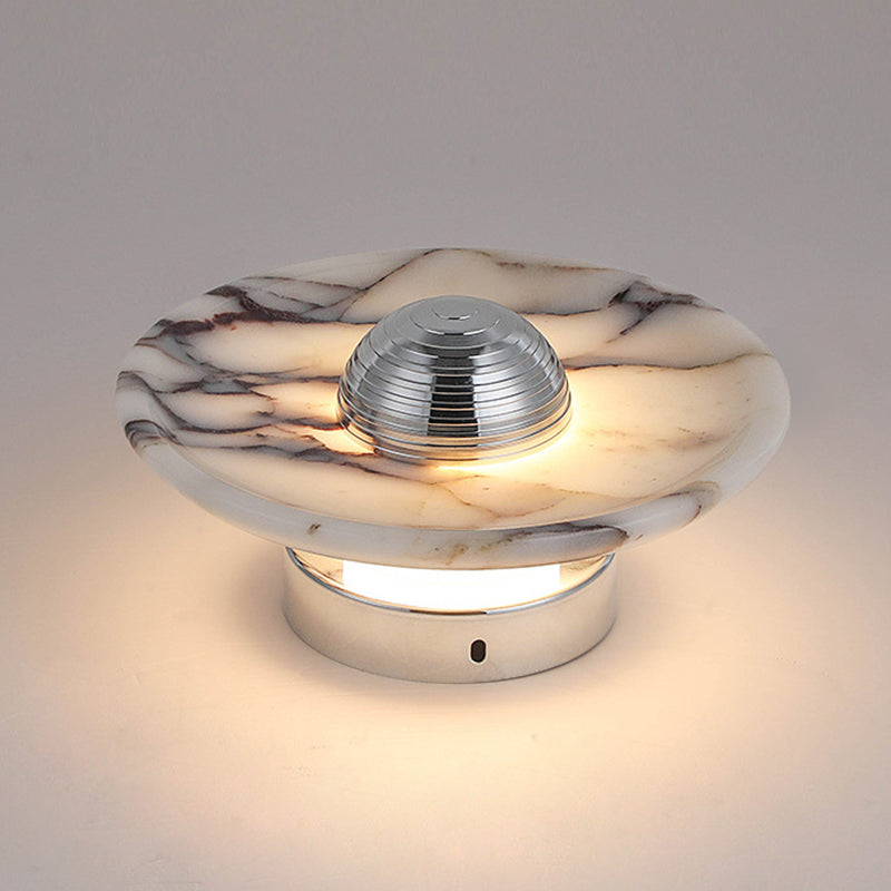 Contemporary Nordic Round Iron Marble LED Wall Sconce Lamp For Bedroom