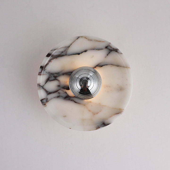 Contemporary Nordic Round Iron Marble LED Wall Sconce Lamp For Bedroom