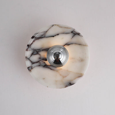 Contemporary Nordic Round Iron Marble LED Wall Sconce Lamp For Bedroom
