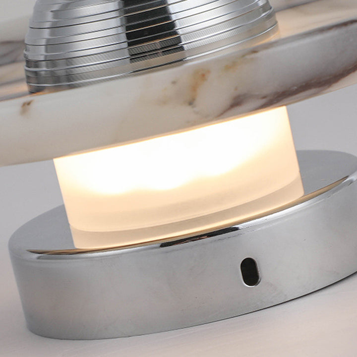 Contemporary Nordic Round Iron Marble LED Wall Sconce Lamp For Bedroom