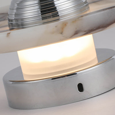 Contemporary Nordic Round Iron Marble LED Wall Sconce Lamp For Bedroom