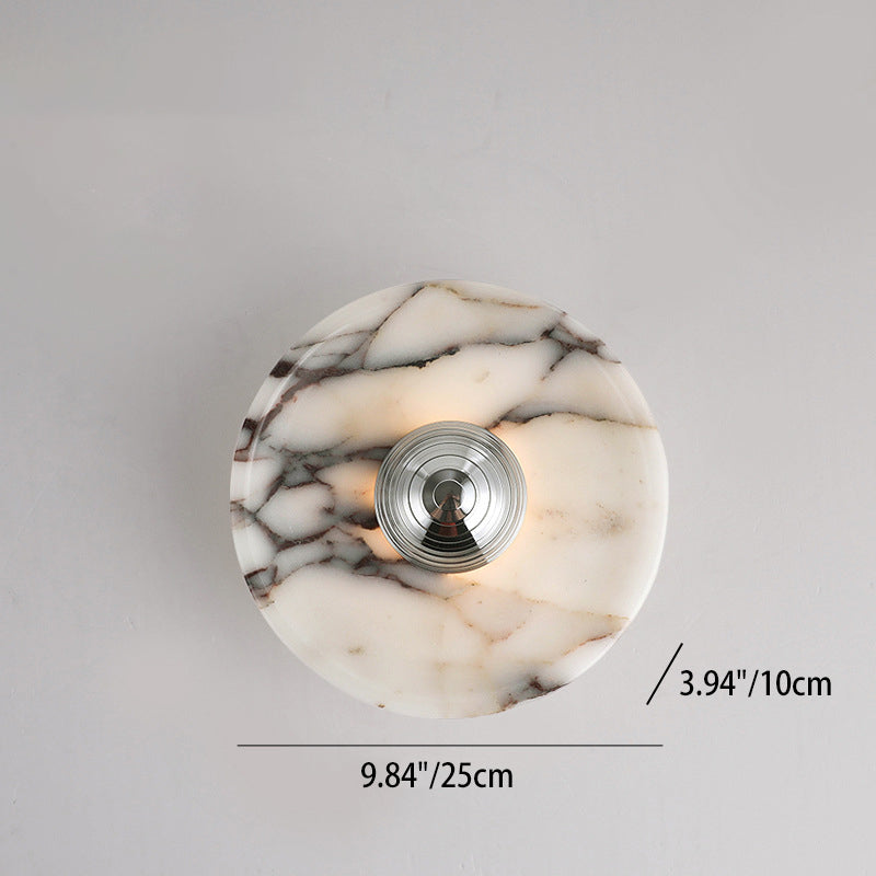 Contemporary Nordic Round Iron Marble LED Wall Sconce Lamp For Bedroom