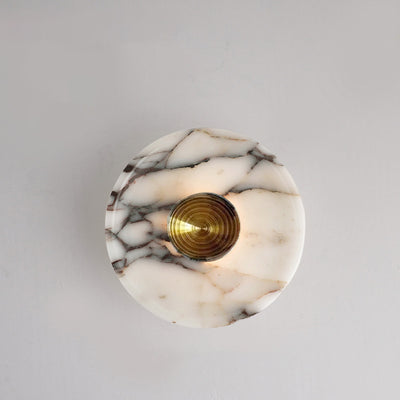 Contemporary Nordic Round Iron Marble LED Wall Sconce Lamp For Bedroom