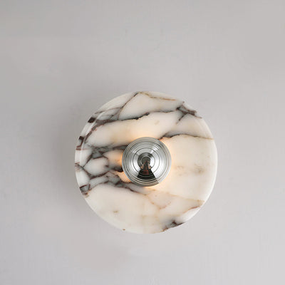 Contemporary Nordic Round Iron Marble LED Wall Sconce Lamp For Bedroom