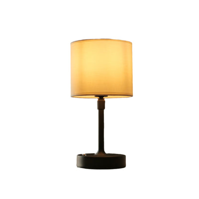 Modern Minimalist Liftable Cylindrical Metal Fabric 1-Light Table Lamp for Bedroom