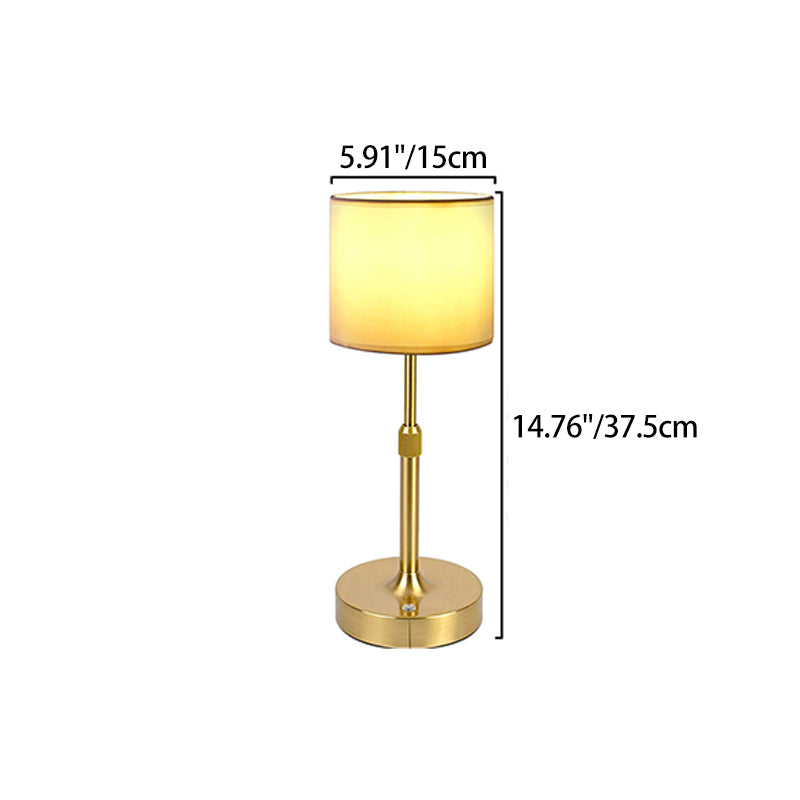 Lampe de table moderne minimaliste en métal cylindrique relevable avec tissu 1 lumière pour chambre 