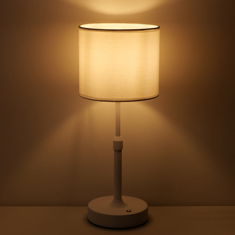 Lampe de table moderne minimaliste en métal cylindrique relevable avec tissu 1 lumière pour chambre 